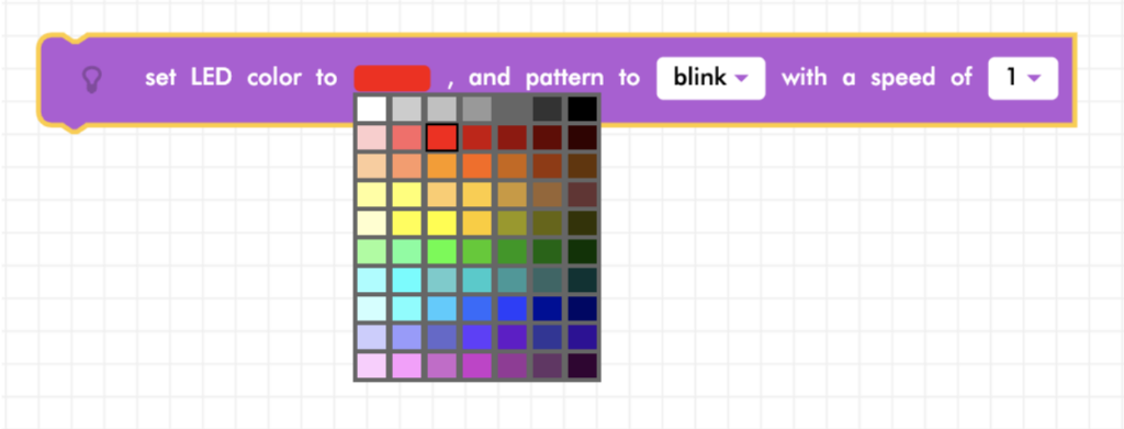 Blockly Junior pattern LED block with color menu