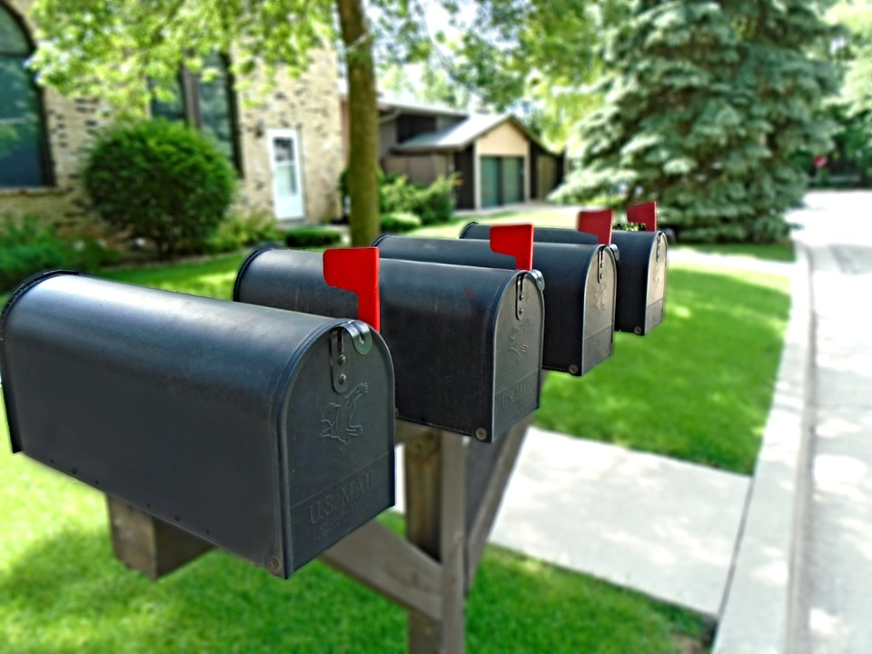 Mailboxes with flags up