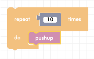 Blockly Senior pushup function in for loop block