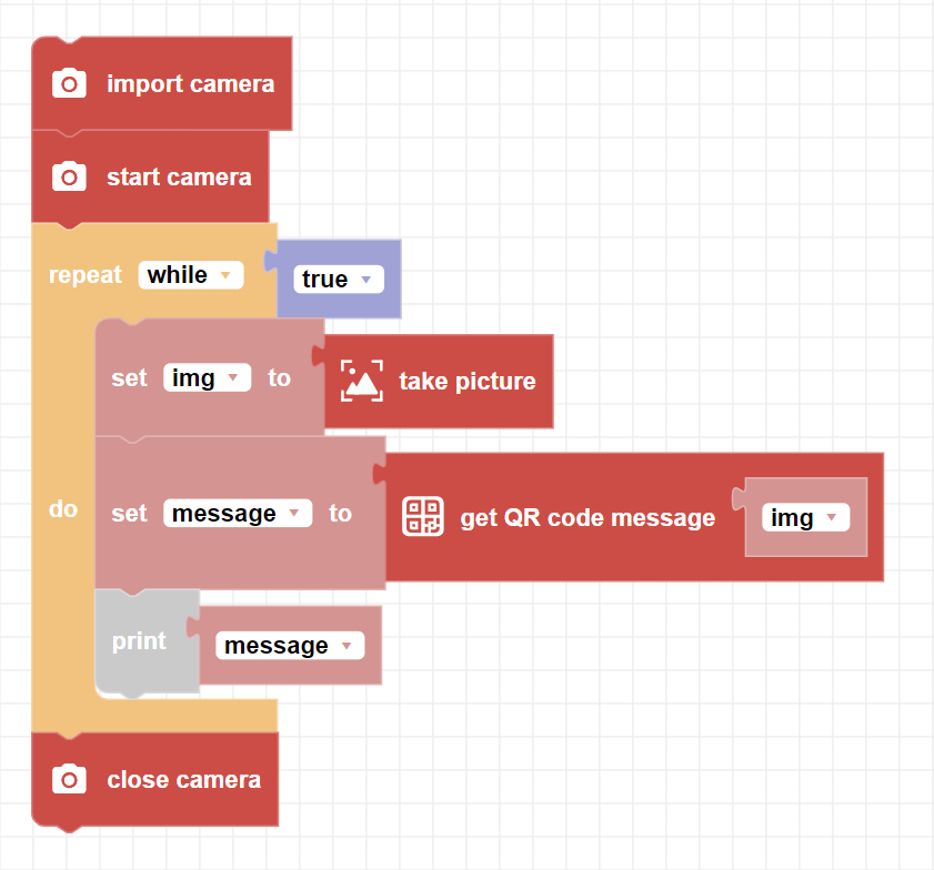 zumi blockly QR code message loop