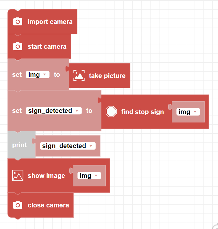 zumi blockly find stop sign example